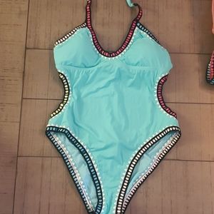 Bar III Embroidered One Piece Bathing Suit NWT